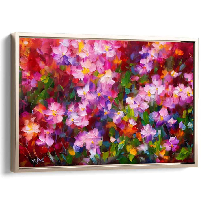 Blossom Burst Spectrum Melody: Vibrant Floral Abstract Canvas Art Print