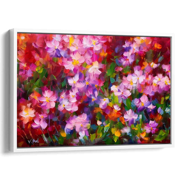 Blossom Burst Spectrum Melody: Vibrant Floral Abstract Canvas Art Print