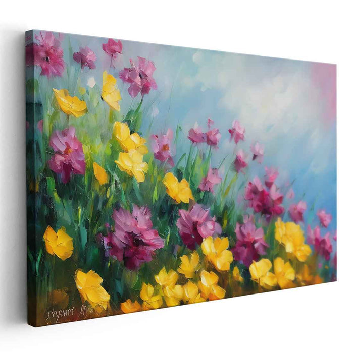 Blooming Kaleidoscope Delight: Vibrant Floral Canvas Art Print