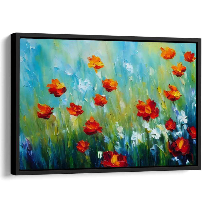 Poppy Dance Symphony: Impressionist Red Poppy Field Canvas Art