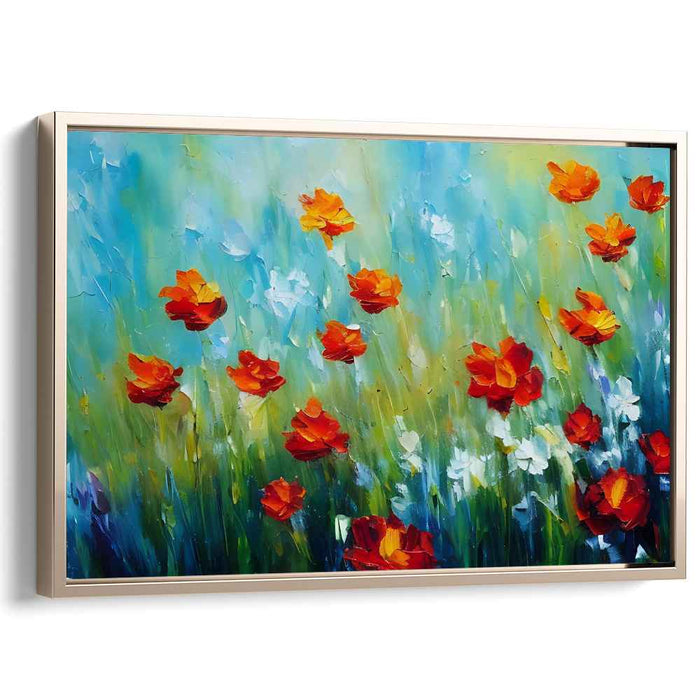 Poppy Dance Symphony: Impressionist Red Poppy Field Canvas Art