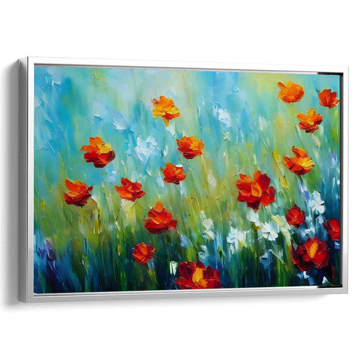 Poppy Dance Symphony: Impressionist Red Poppy Field Canvas Art