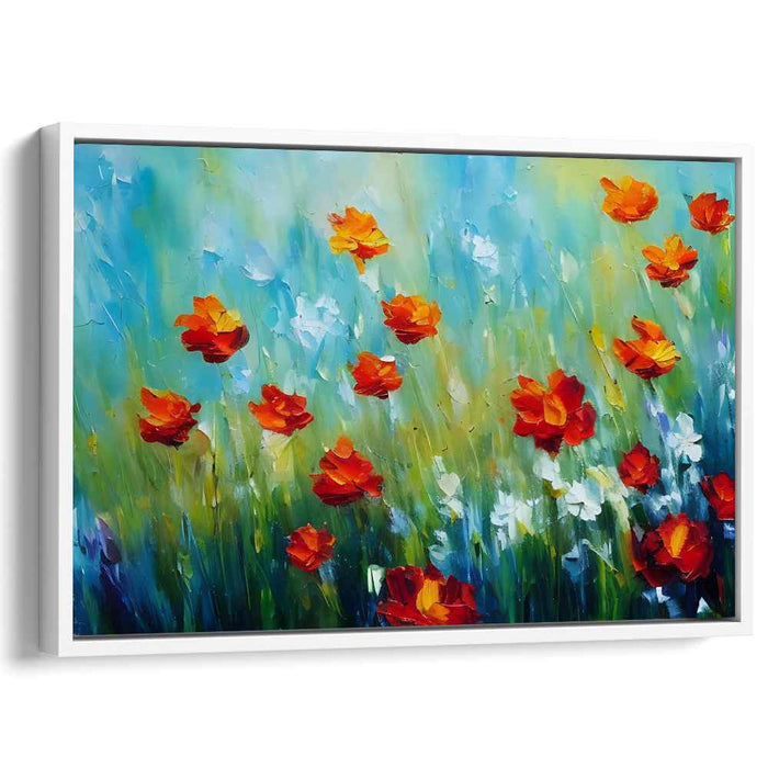 Poppy Dance Symphony: Impressionist Red Poppy Field Canvas Art