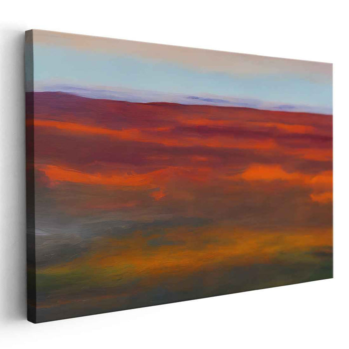 Whispering Shades of Dusk: Abstract Sunset Landscape Canvas Art