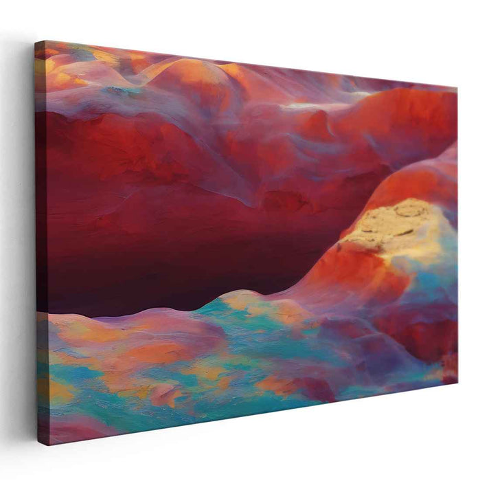 Crimson Dreamscapes: Surreal Colorful Canyon Art