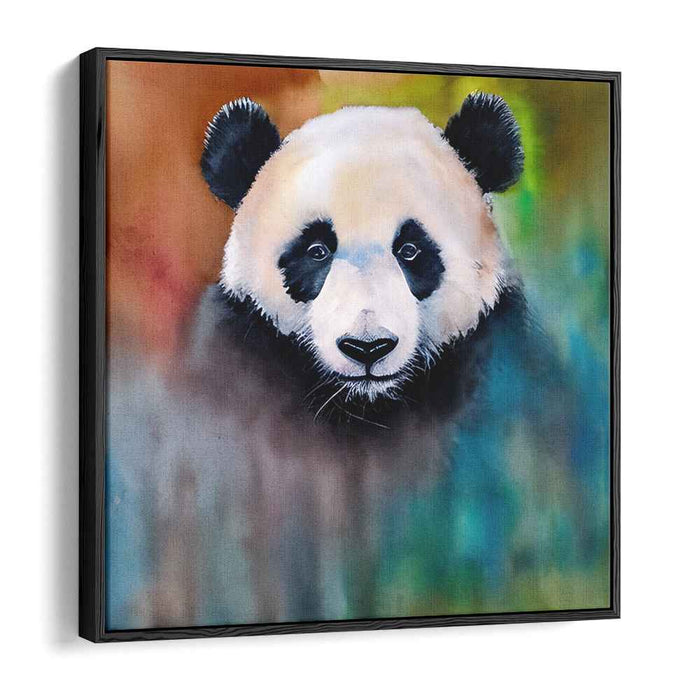 Panda's Chromatic Charm: Impressionist Panda Portrait in Vibrant Colors Canvas Art