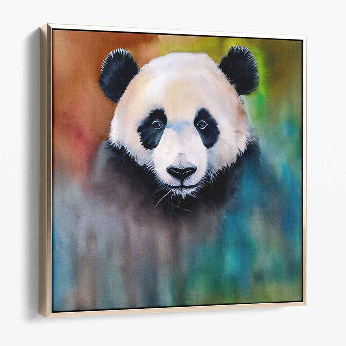 Panda's Chromatic Charm: Impressionist Panda Portrait in Vibrant Colors Canvas Art