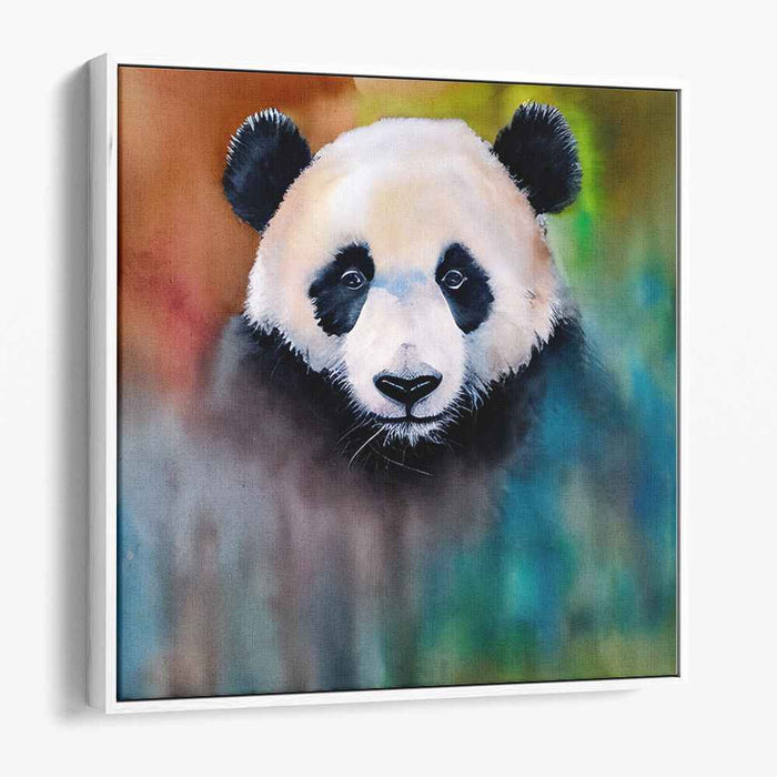 Panda's Chromatic Charm: Impressionist Panda Portrait in Vibrant Colors Canvas Art