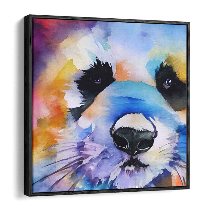 Whimsical Raccoon: Vibrant Watercolor Portrait Canvas Art Print