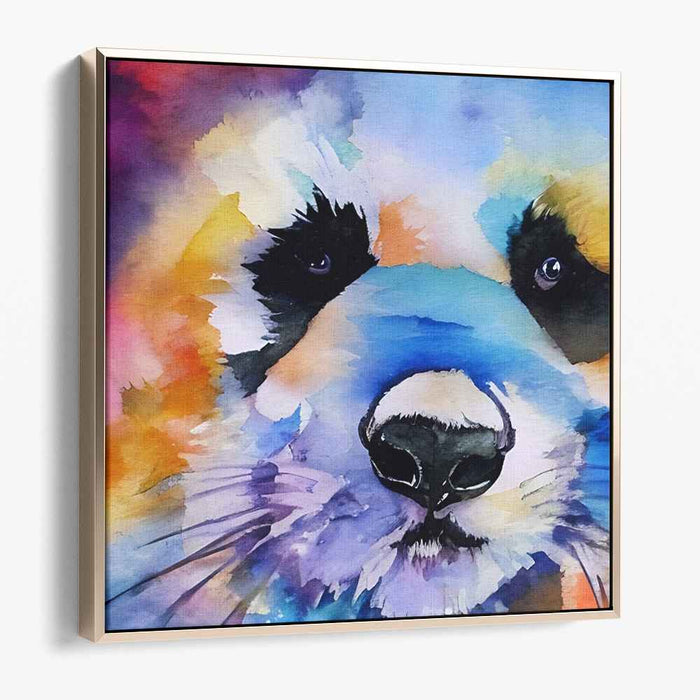 Whimsical Raccoon: Vibrant Watercolor Portrait Canvas Art Print
