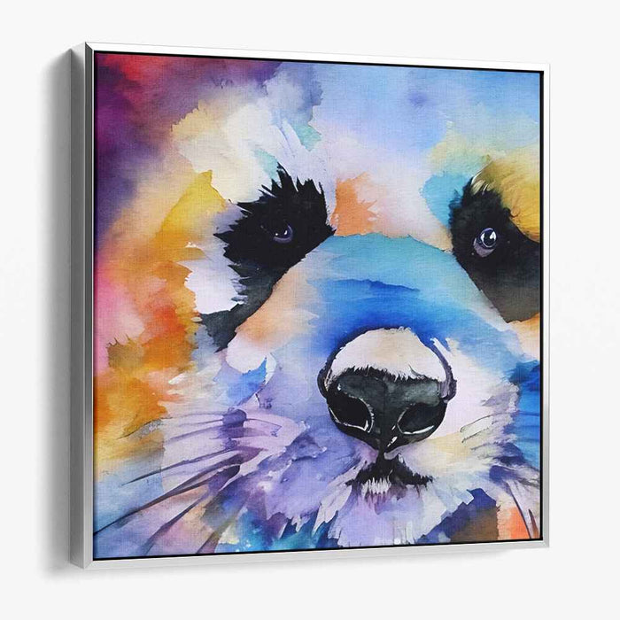Whimsical Raccoon: Vibrant Watercolor Portrait Canvas Art Print