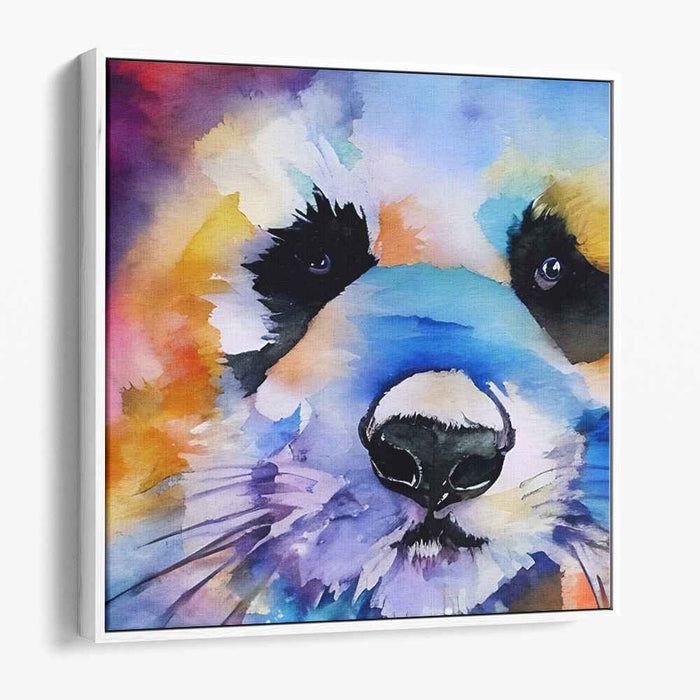 Whimsical Raccoon: Vibrant Watercolor Portrait Canvas Art Print