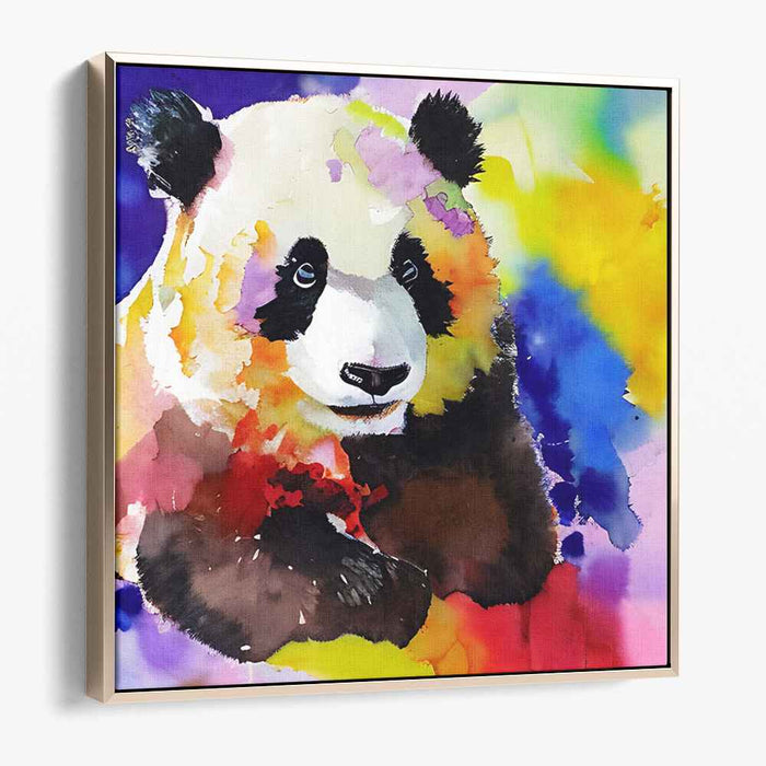 Whimsical Colors: Modern Impressionist Watercolor Panda Canvas Art Print