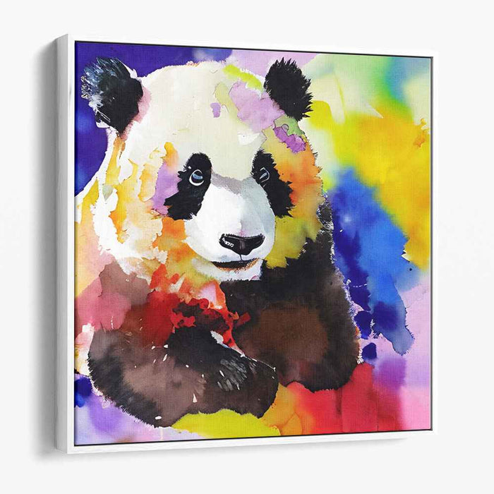 Whimsical Colors: Modern Impressionist Watercolor Panda Canvas Art Print