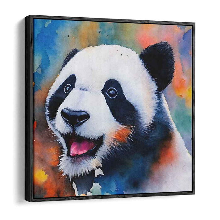 Whimsical Panda Portrait: Vibrant Watercolor Canvas Art Print