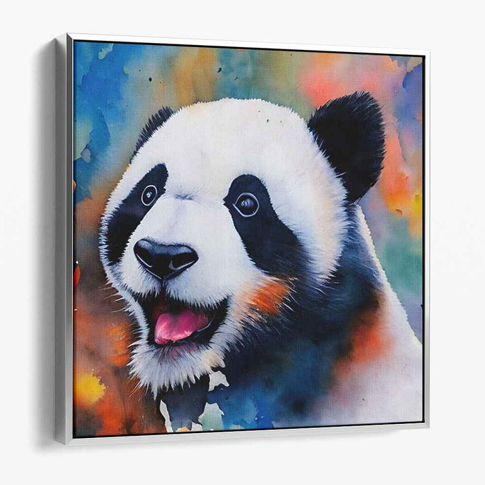 Whimsical Panda Portrait: Vibrant Watercolor Canvas Art Print