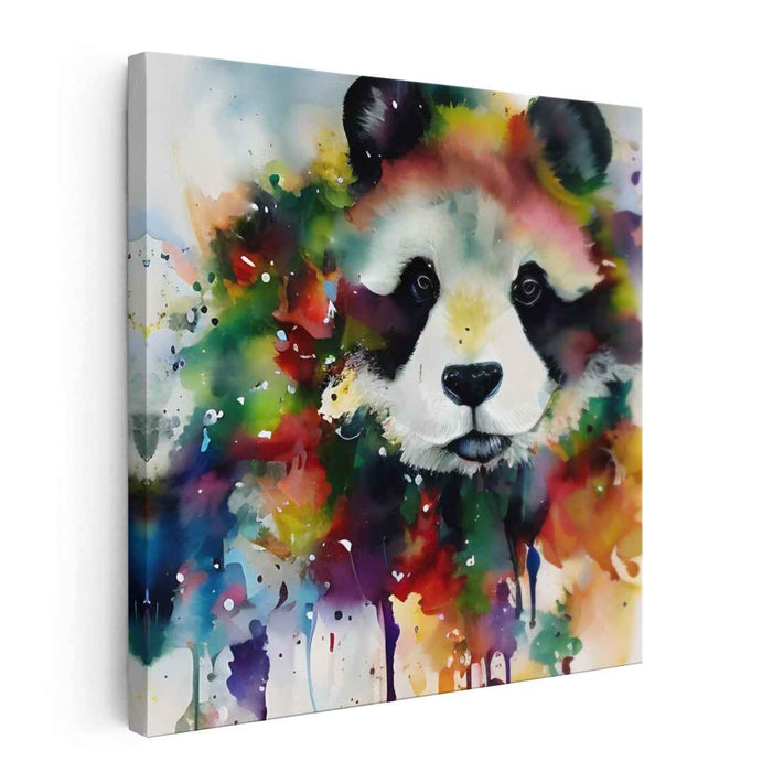 Chromatic Spectrum Panda Parade: Watercolor Panda in a Burst of Rainbow Hues