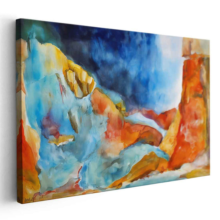 Canyon Mystique: A Vivid Watercolor Landscape Canvas Art