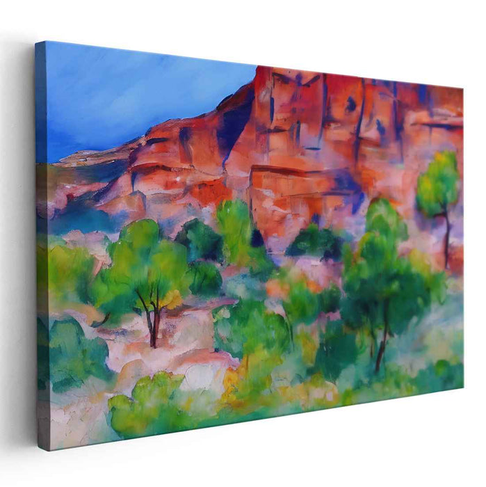 Ruby Melody: Impressionist Red Rock Landscape Canvas Art Print