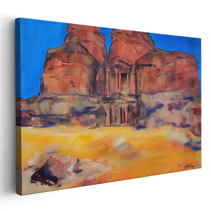 Ethereal Enclave in Azure Abode: Petra's Rock-Cut Splendor Under a Cerulean Sky