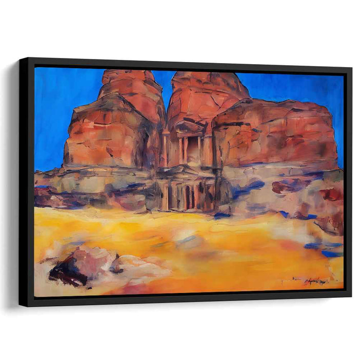 Ethereal Enclave in Azure Abode: Petra's Rock-Cut Splendor Under a Cerulean Sky