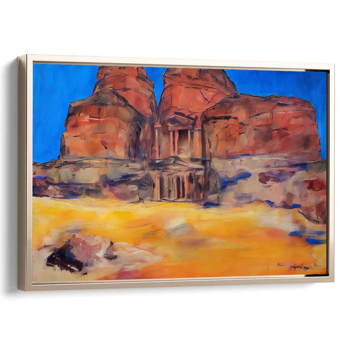 Ethereal Enclave in Azure Abode: Petra's Rock-Cut Splendor Under a Cerulean Sky