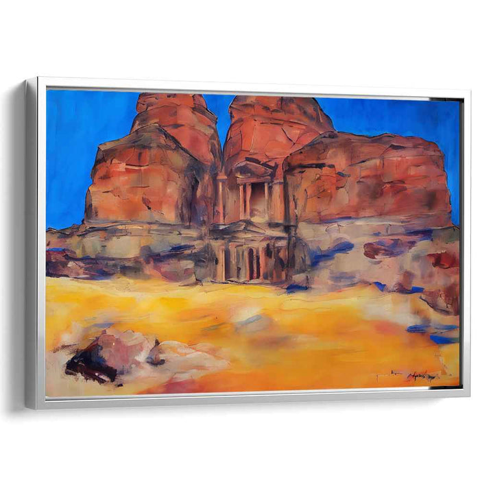 Ethereal Enclave in Azure Abode: Petra's Rock-Cut Splendor Under a Cerulean Sky