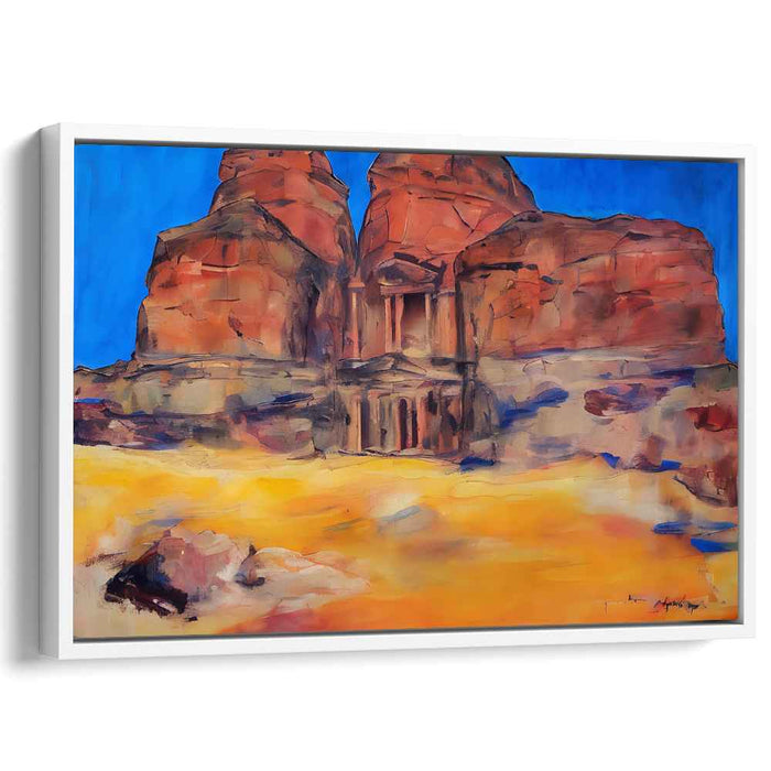 Ethereal Enclave in Azure Abode: Petra's Rock-Cut Splendor Under a Cerulean Sky