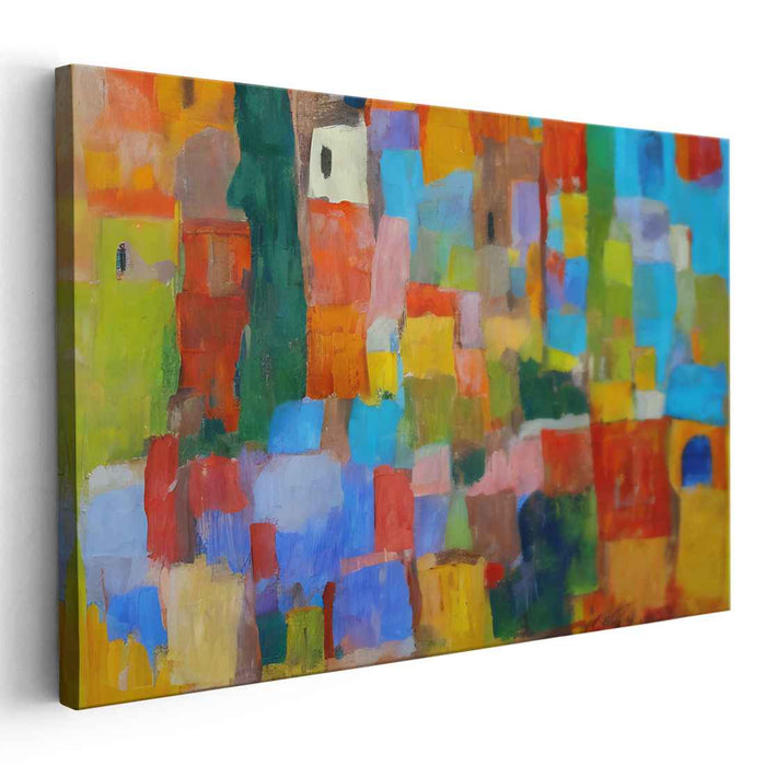 Tessellated Chroma Fusion: Abstract Expressionist Colorful Geometric Canvas Art Print