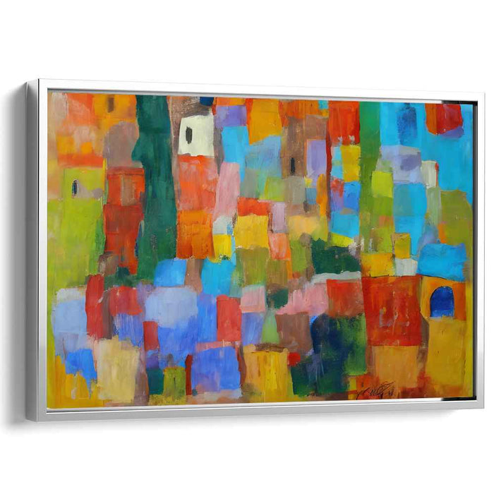 Tessellated Chroma Fusion: Abstract Expressionist Colorful Geometric Canvas Art Print