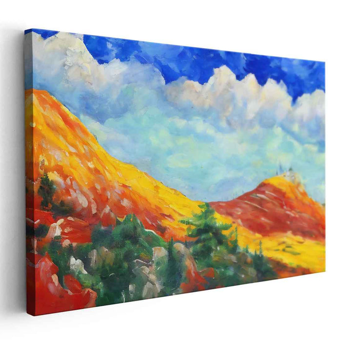 Mountainside Reverie: Vivid Landscape Canvas Art with Lush Mountain Scenery