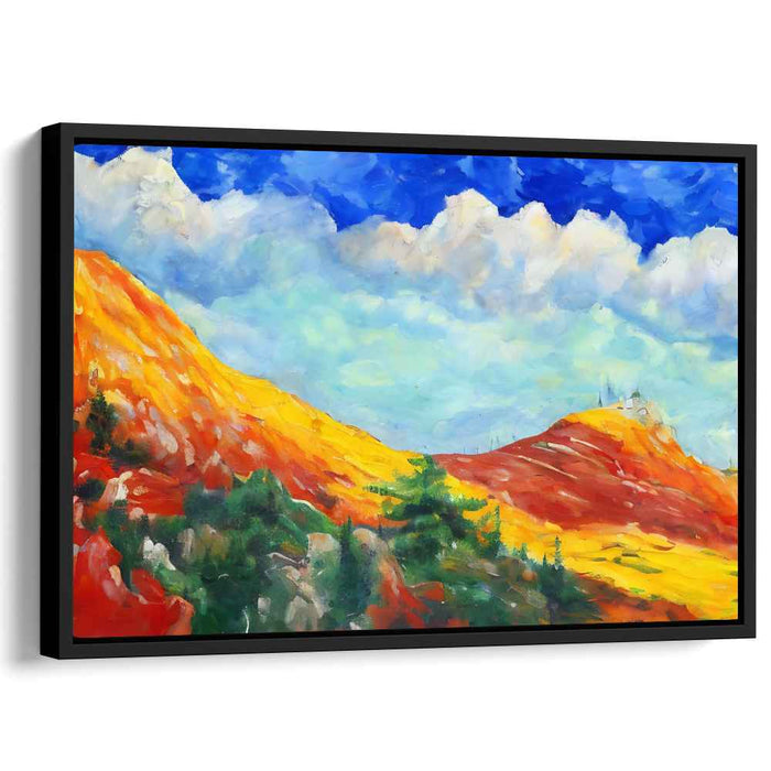 Mountainside Reverie: Vivid Landscape Canvas Art with Lush Mountain Scenery