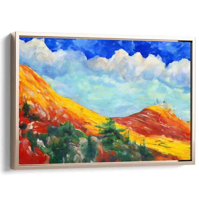 Mountainside Reverie: Vivid Landscape Canvas Art with Lush Mountain Scenery