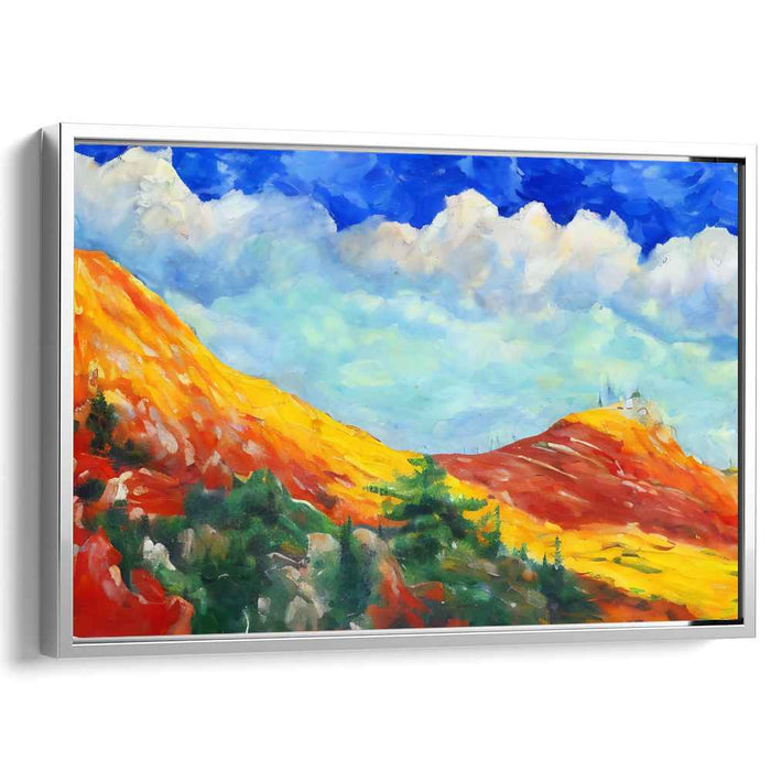 Mountainside Reverie: Vivid Landscape Canvas Art with Lush Mountain Scenery