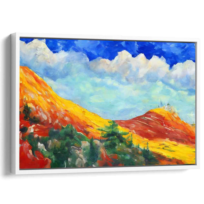 Mountainside Reverie: Vivid Landscape Canvas Art with Lush Mountain Scenery