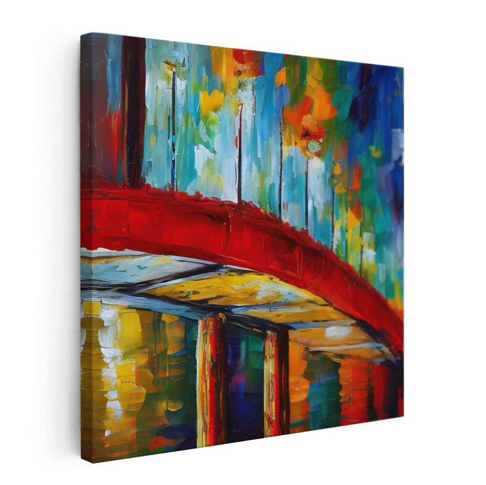Vibrant Urban Bridge: Abstract Expressionist Canvas Art Print