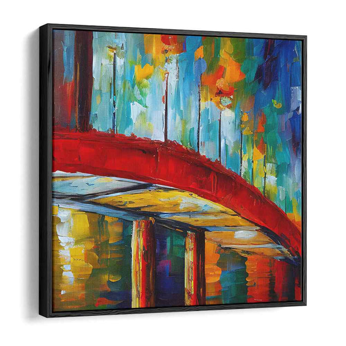 Vibrant Urban Bridge: Abstract Expressionist Canvas Art Print