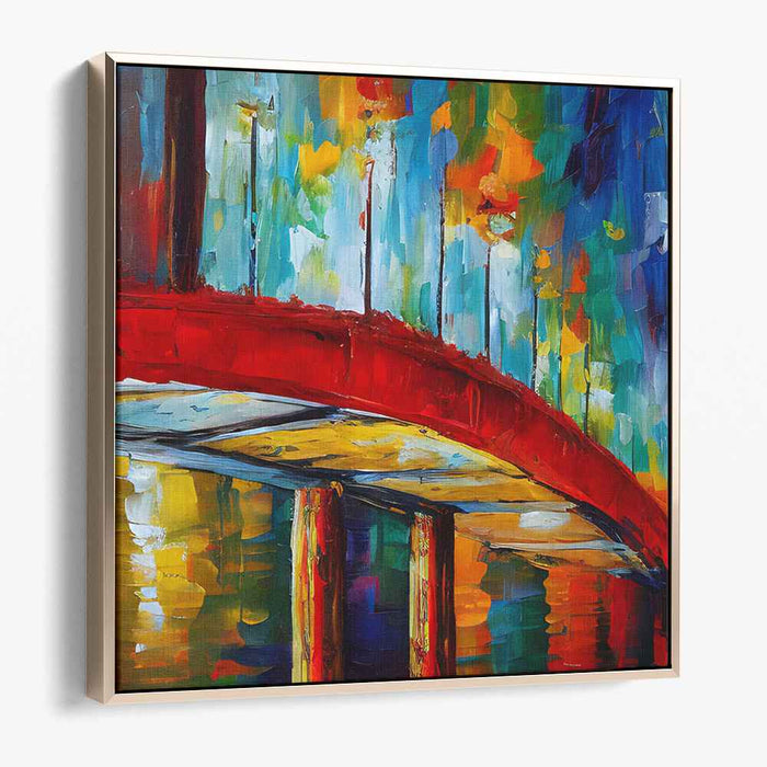 Vibrant Urban Bridge: Abstract Expressionist Canvas Art Print