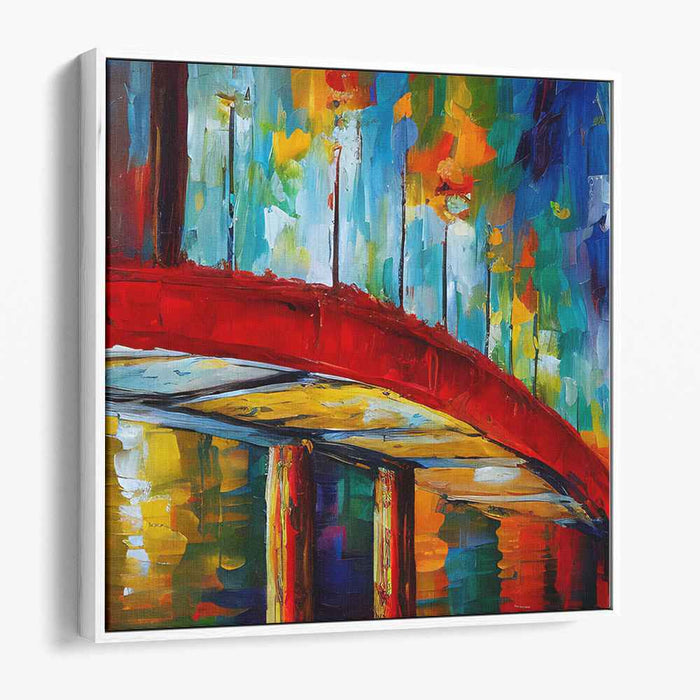 Vibrant Urban Bridge: Abstract Expressionist Canvas Art Print