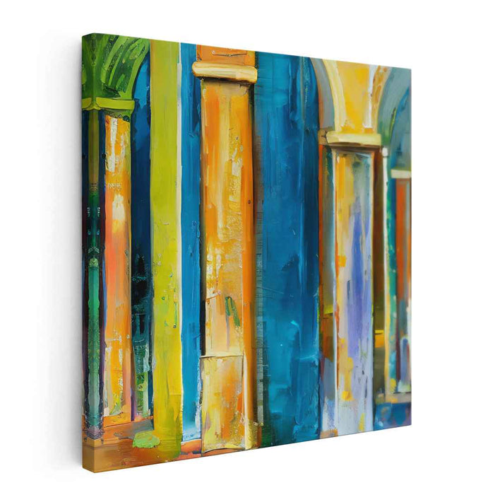 Echoes Of Geometry Dance: A Vivid Architectural Symphony Canvas Art Print