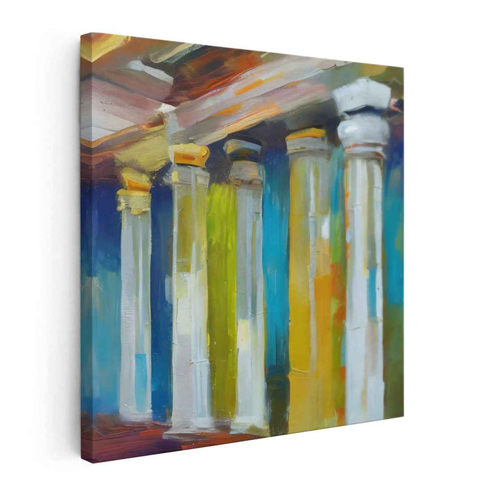 Vivid Columns: Contemporary Impressionist Architectural Canvas Art Print