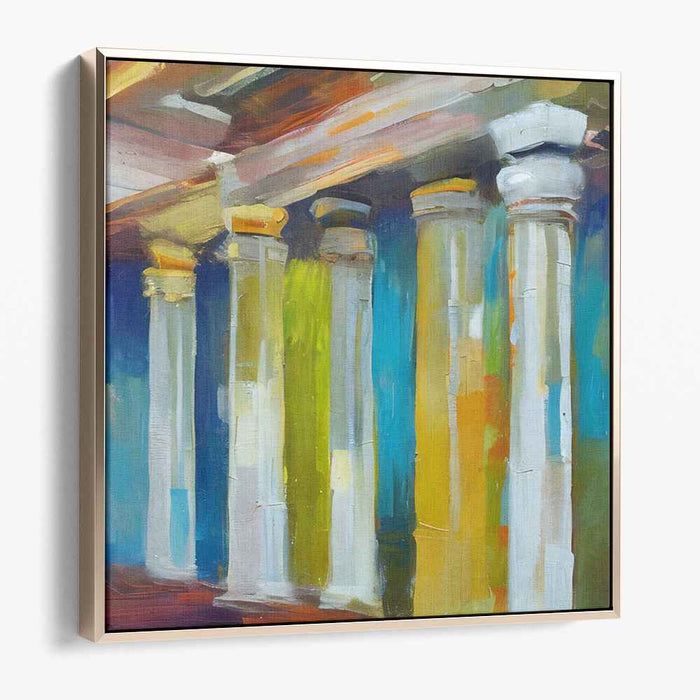 Vivid Columns: Contemporary Impressionist Architectural Canvas Art Print