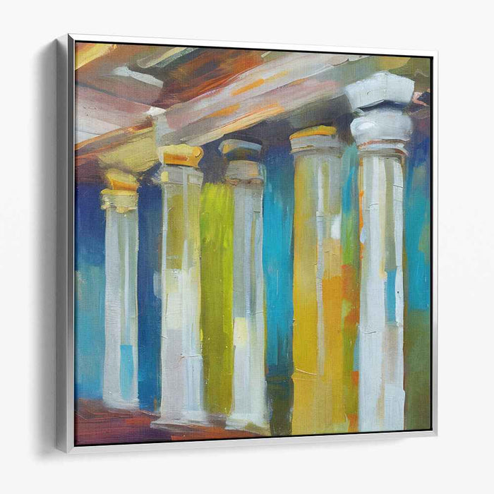 Vivid Columns: Contemporary Impressionist Architectural Canvas Art Print