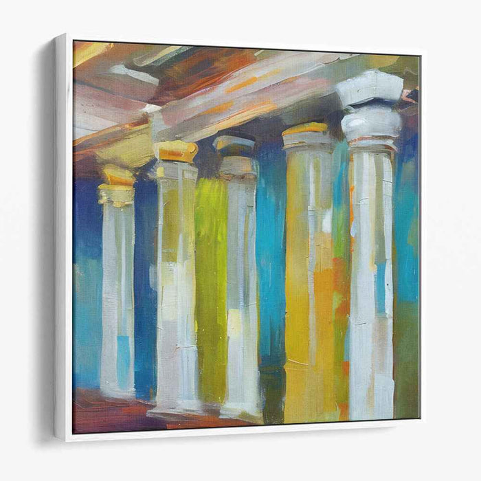 Vivid Columns: Contemporary Impressionist Architectural Canvas Art Print