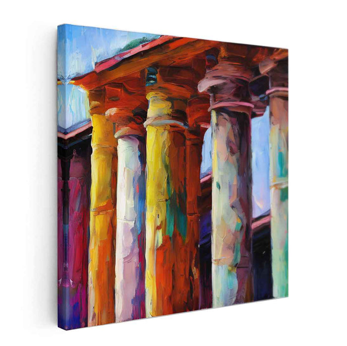 Vivid Columnar Symphony: Abstract Impasto Columns in Bold Colors Canvas Art