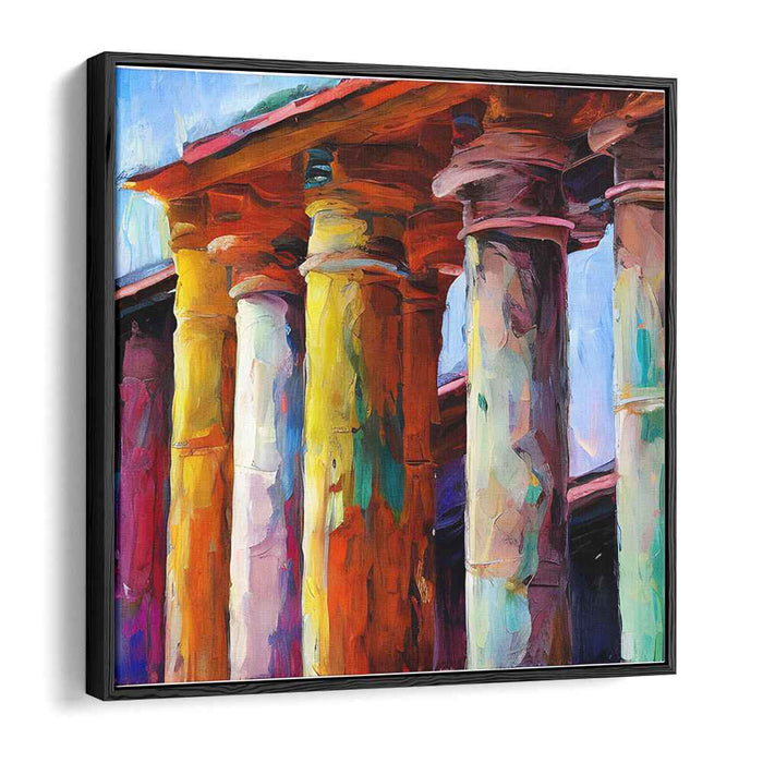 Vivid Columnar Symphony: Abstract Impasto Columns in Bold Colors Canvas Art
