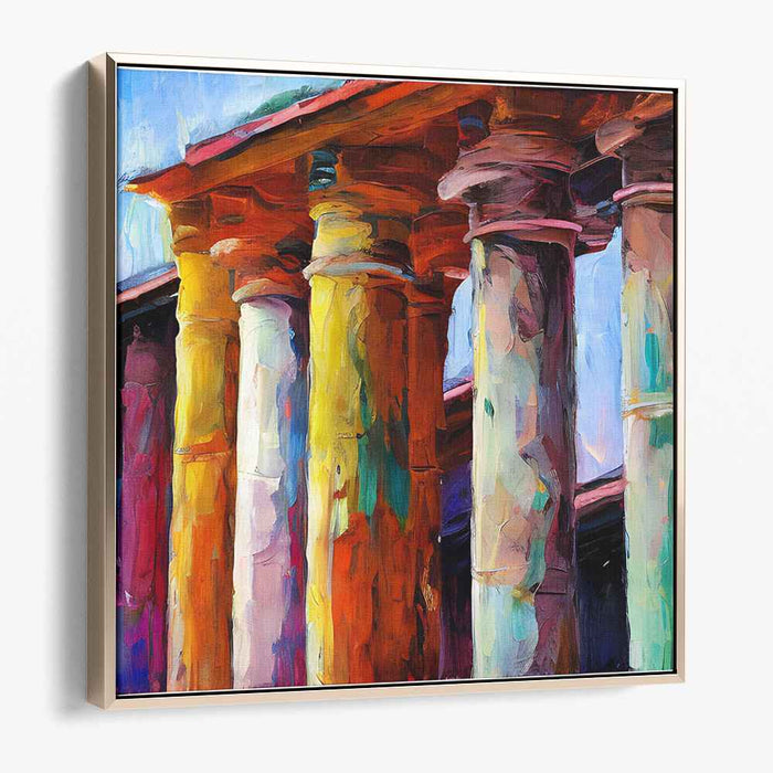 Vivid Columnar Symphony: Abstract Impasto Columns in Bold Colors Canvas Art