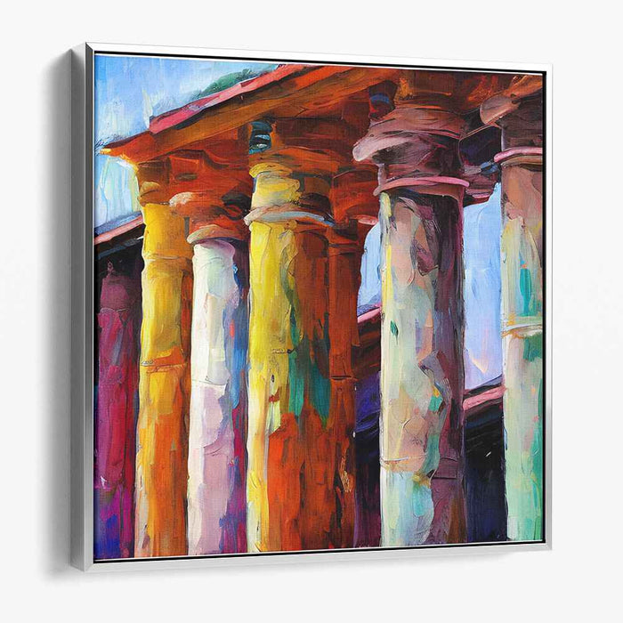 Vivid Columnar Symphony: Abstract Impasto Columns in Bold Colors Canvas Art