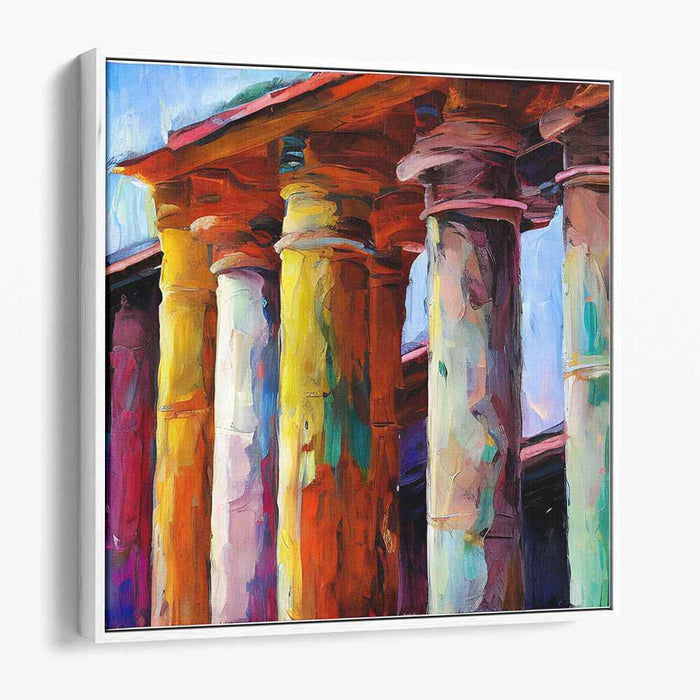 Vivid Columnar Symphony: Abstract Impasto Columns in Bold Colors Canvas Art