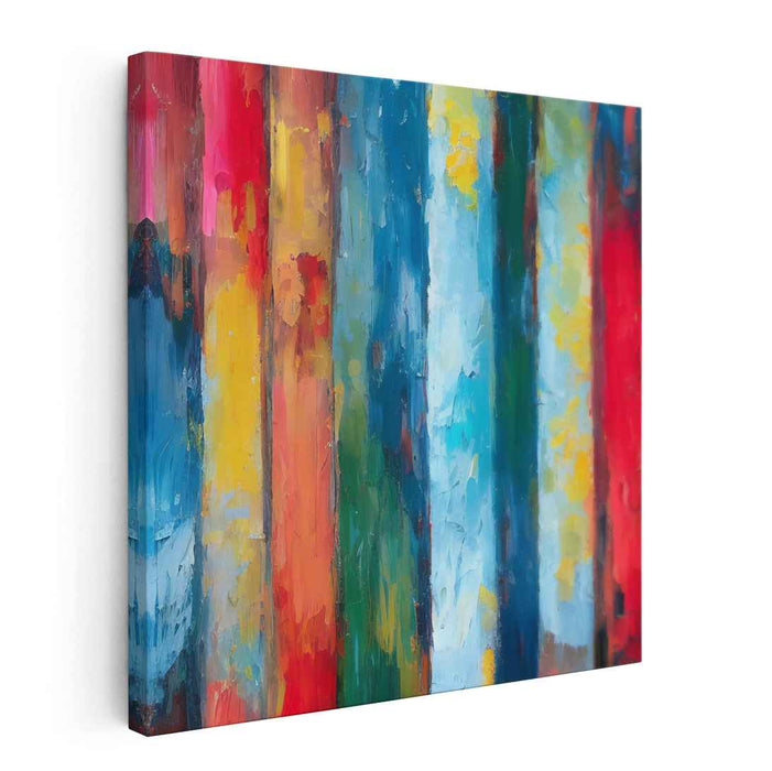 Vibrant Striations: Abstract Expressionist Color Bands Canvas Art Print